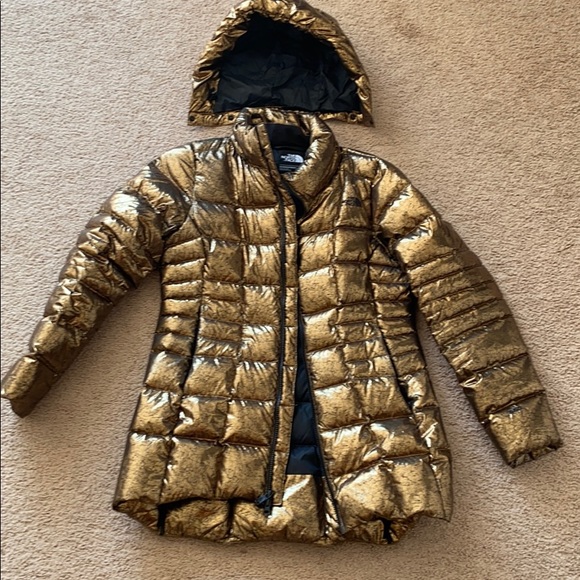 metallic gold north face jacket